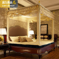 防摔坐床蚊帐1.8m/1.5m/1.2m床三开双人家用方厚拉链蒙古包 三维工匠