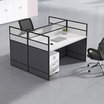 绵冠(MIANGUAN) 屏风工位桌职员办公桌 二人位 含柜椅900*1200*750mm