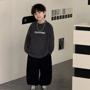 童酷儿童冬款湖州织里童装百搭小山印花T恤加厚男童打底衫潮