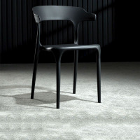 绵冠(MIANGUAN) 牛角椅子靠背宿舍书桌凳子家用塑料餐厅椅懒人休闲椅 黑色 (2把起拍)