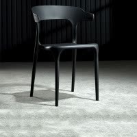 绵冠(MIANGUAN) 牛角椅子靠背宿舍书桌凳子家用塑料餐厅椅懒人休闲椅 黑色 (2把起拍)