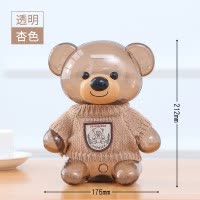 存钱罐儿童透明储蓄罐储钱罐女孩男孩创意网红卡通防摔塑料大容量 三维工匠 [衣服小熊]透明红色