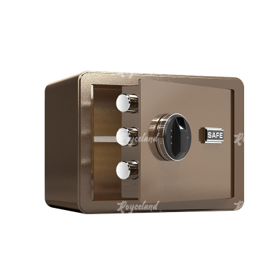 洛诗莲LSL40618096小型保险柜密码保险箱全钢防盗保管箱 30cm咖色指纹密码款