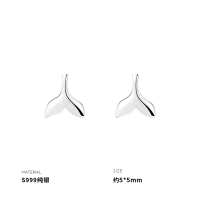 999纯银耳钉女耳环耳饰鱼尾小巧配饰个性简约小众设计