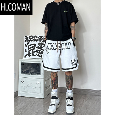HLCOMAN美式篮球短裤男高街设计感休闲中裤过膝运动健身五分裤子