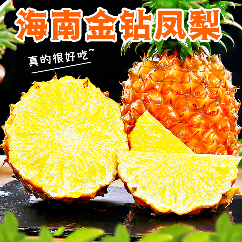 [熊猫鸟]海南金钻凤梨 净重3斤 大果 单果1000-1500g 金钻凤梨当季热带水果香甜可口产地直发