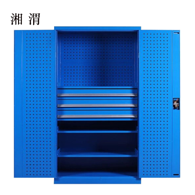 湘渭工具柜加厚铁皮储物柜工厂车间用带抽屉汽修多功能收纳柜通门内三抽柜蓝色