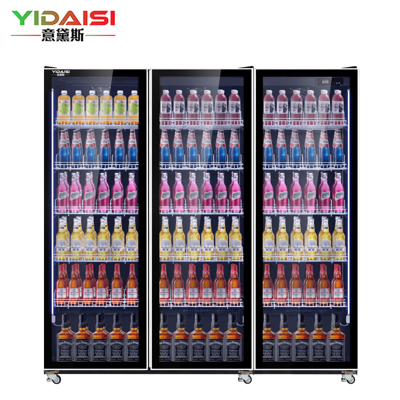 意黛斯网红酒水展示柜商用啤酒柜冷藏三色灯光展示柜水果保鲜便利店酒吧KTV免倒水防雾风冷饮料柜YDS-WHJSG-1860