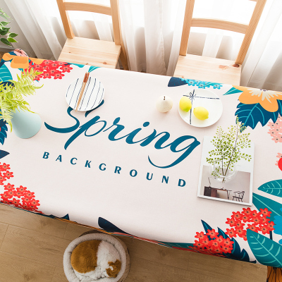 美式乡园棉麻书桌桌布ins风家用长方形茶几垫餐桌布艺正方形