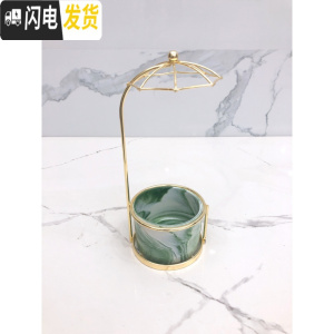 三维工匠ins北欧小清新多肉陶瓷小花盆创意个性室内好看铁艺简约客厅摆件 伞形架+牛油果绿盆 中花盆容器