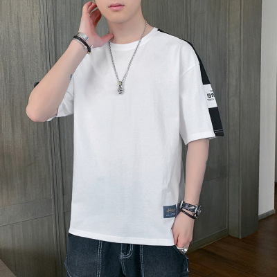 男装短袖T恤2025夏季新款印花圆领半袖纯棉潮流休闲上衣