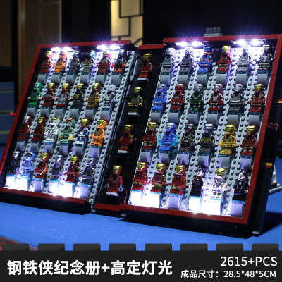 乐高钢铁蜘蛛人英雄侠积木人仔全套机甲纪念手册书实验室拼装玩具-豪华灯光版♠钢铁积木书视频款高品质砖块