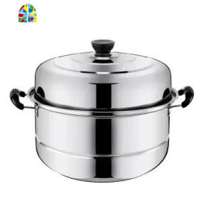 不锈钢蒸锅一层四层 加厚蒸笼蒸格汤锅双层煤气电磁炉蒸锅具 FENGHOU 26cm一层加厚蒸锅
