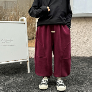 童酷儿童冬款湖州织里童装韩版贴标卫裤一体绒加厚男童休闲裤
