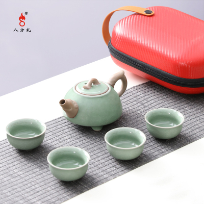 八方礼哥窑鼎盛辉煌旅行茶具BFL2020-26绿色