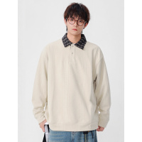 |复古简约长袖翻领新卫衣秋新款男潮牌宽松情侣休闲百搭款