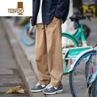 YANXU@ 卡其色休闲裤男夏季日系学院风男生宽松直筒滑板裤