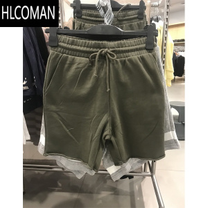 HLCOMANhm twelve男装2025夏新款运动百搭宽松五分裤短裤毛边卫裤