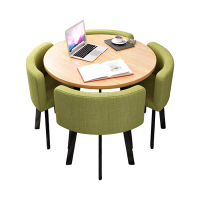 中豫鑫泽ZYXZ4100950 简约接待桌椅洽谈桌椅 一桌四椅 水曲圆桌绿色布椅