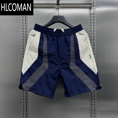 HLCOMAN潮牌2025新款拼色工装短裤男士夏季速干休闲裤青年宽松直筒五分裤