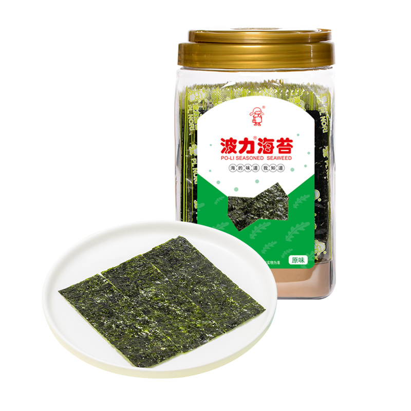 波力海苔原味54g桶装 即食海苔高蛋白 大片寿司即食紫菜儿童零食