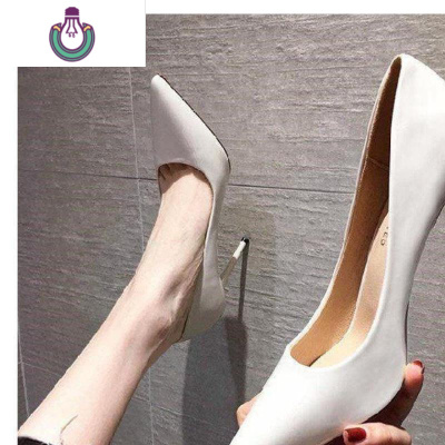 FISHBASKET尖头单鞋女2020新款百搭网红鞋子女学生韩版性感细跟高跟鞋女休闲鞋