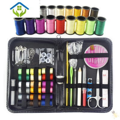 御蓝锦针线盒套装家用多功能缝纫配件辅料工具大容量收纳盒用品实用长方形58件套（长方形A款）