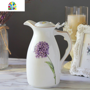 1.5升欧式大容量陶瓷冷水壶家用凉水壶耐热开水壶水杯带盖饮水具 FENGHOU 火烈鸟单壶