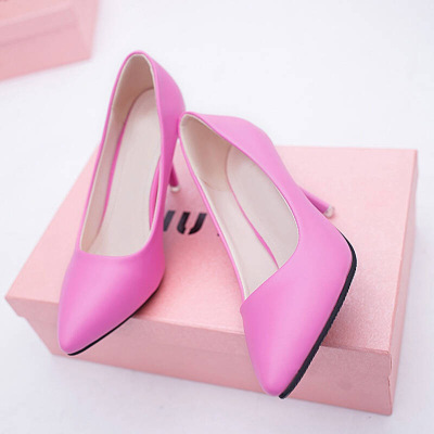 高跟鞋2018春夏季尖头细跟单鞋女套脚女鞋