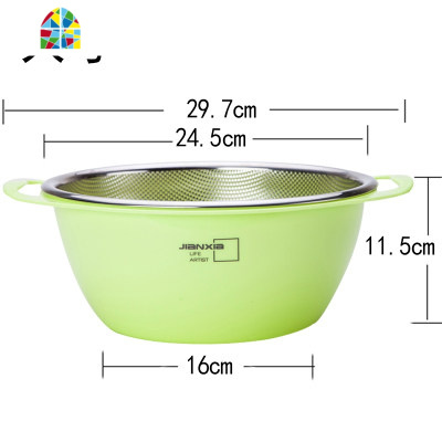 双层洗菜盆双篮子厨房洗水果家用水池塑料 FENGHOU 绿色2件套(中号+大号)洗菜篮洗菜篮