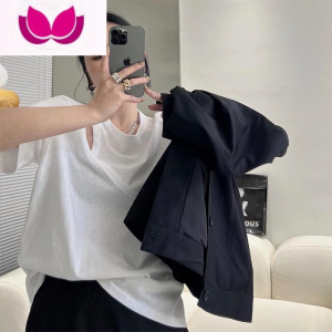 七斓镂空小众设计感正肩T恤女2023夏新款小心机ins潮宽松短袖上衣