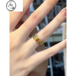 JiMi复古宫廷花丝戒指女开口新中式国风指环小众设计感食指戒 镀金色