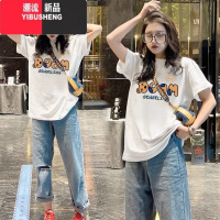 YIBUSHENG欧货上衣2024新款女士短袖t恤女季中长款半袖宽松体恤ins潮