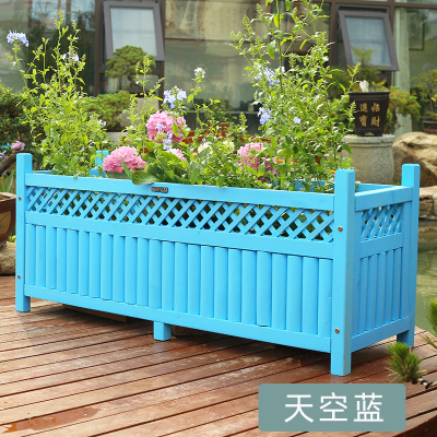 木户外白色花箱弹痕特大号庭院组合花盆阳台种植箱花长方形花台天空蓝长宽高：120*60*60cm