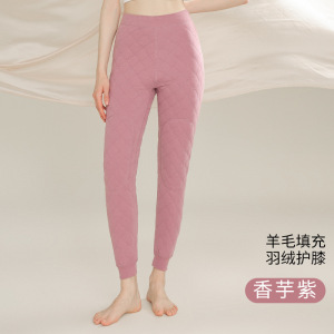 女士羽绒护膝羊毛裤女款内穿高腰保暖裤男士秋冬加绒加厚东北棉裤
