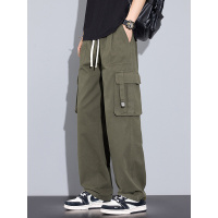 100%纯棉潮牌男装裤子工装裤户外登山运动百搭直筒抽绳美式休闲裤