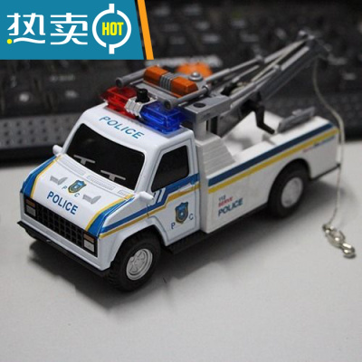 回力合金小警车模型男孩儿童小玩具汽车声光车宝宝警车吊车拖车真智力交警吊车回力玩具