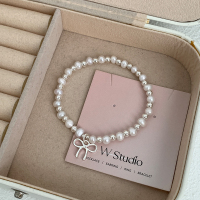 s925纯银天然珍珠蝴蝶结手串女生轻奢小众高级感甜美法式手链送女朋友老婆情人节七夕生日礼物