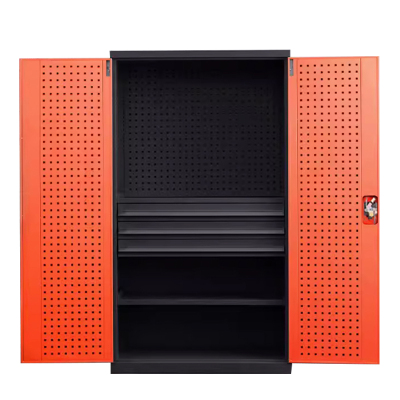 帅畅重型工具柜加厚物件工具储物柜工厂铁皮柜汽修厂零件收纳柜橘色三层三抽带挂板