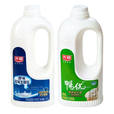 光明大桶酸奶1.1kg风味畅优酸奶发酵乳原味桶装酸奶网红奶