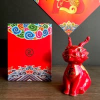 福人福地伴手礼礼品陶瓷龙摆件装饰品客厅创意公仔办公桌面工艺品可爱卡通