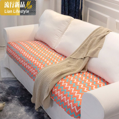 创意简约几何波纹沙发垫棉四季通用客厅棉布艺坐垫套 三维工匠