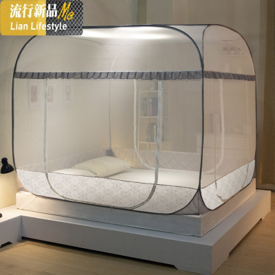 蒙古包蚊帐免安装家用新款防摔1.5/1.8m床加密加厚2.0米双人纹账 三维工匠