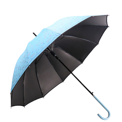 天堂伞加固12K碰击布黑胶直杆晴雨伞10032ELCJ