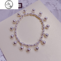 JiMi流苏铃铛手链有声豆豆珠银银森系波西米亚小清新手镯响情人节礼物