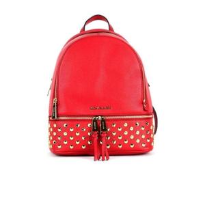 Michael Kors红色真皮铆钉细节女士双肩包 时尚拉链设计手提包 便携百搭女包 红色