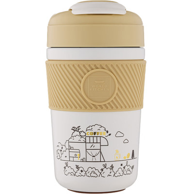 康宁WORLD KITCHEN 手提式双饮咖啡杯 WK-SY400/KZ/JY 米卡黄