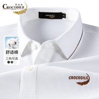 鳄鱼恤CROCODILE 男士长袖POLO衫纯色商务百搭爸爸装T恤
