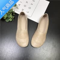 SUNTEK春夏新款棉麻文艺森系女鞋平跟禅意乐福鞋软底韩版套脚单鞋