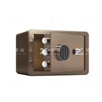 臻远 ZY40618092 小型保险柜密码保险箱全钢防盗保管箱 20cm咖色电子密码款